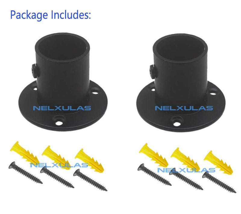 NELXULAS Classic Black Stainless Steel Closet Rod Flange Holder for Pipe (1-1/4") - Image 2